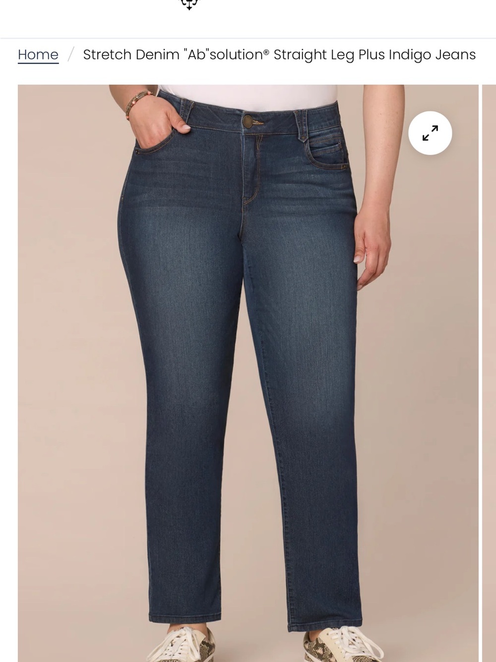 Stretch Denim “Ab” Solution Straight Leg Plus Jeans - Indigo 20W NWT
